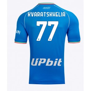 SSC Napoli Khvicha Kvaratskhelia #77 Domaci Dres 2023-24 Kratak Rukavima